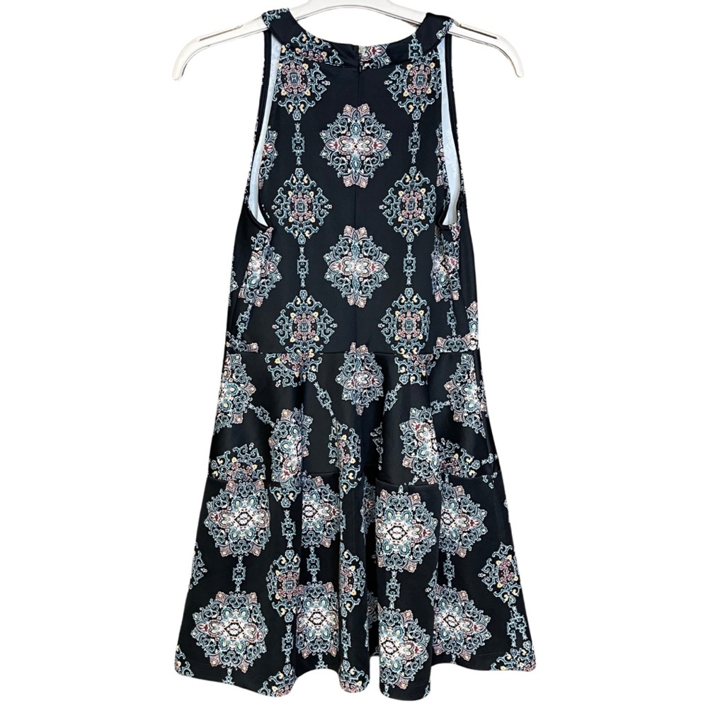 Massimo sleeveless dress black colorful swingy lightweight comfortable size L - Picture 2 of 5